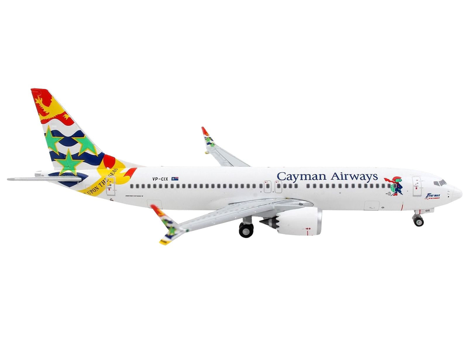 Boeing 737 MAX 8 Commercial Aircraft “Cayman Airways” White with Tail Graphics 1/400 Diecast Model Airplane by GeminiJets