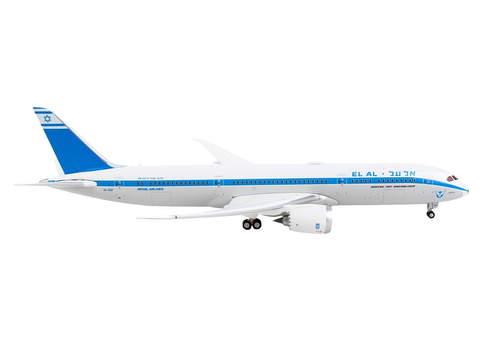 Boeing 787-9 Commercial Aircraft “El Al Israel Airlines” White with Blue Stripes and Tail 1/400 Diecast Model Airplane by GeminiJets