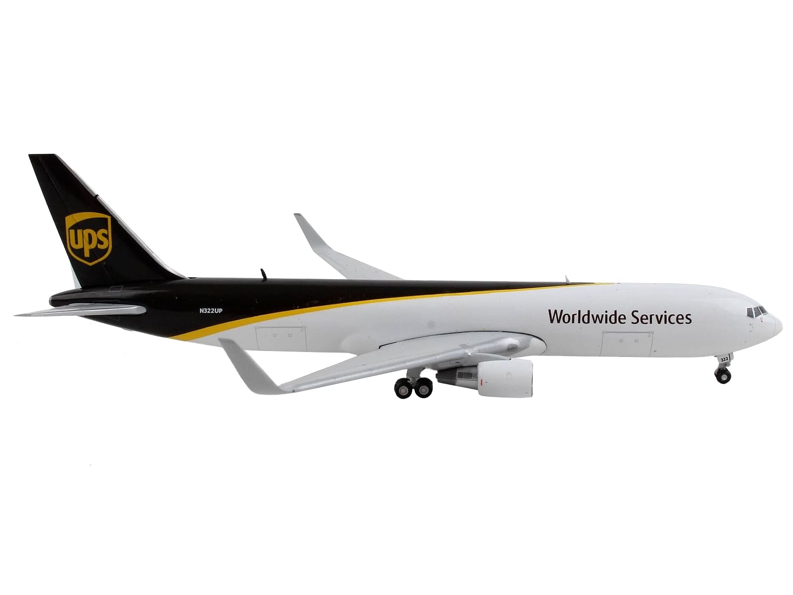 Boeing 767-300F Commercial Aircraft “UPS (United Parcel Service) – Worldwide Services” White and Dark Brown 1/400 Diecast Model Airplane by GeminiJets