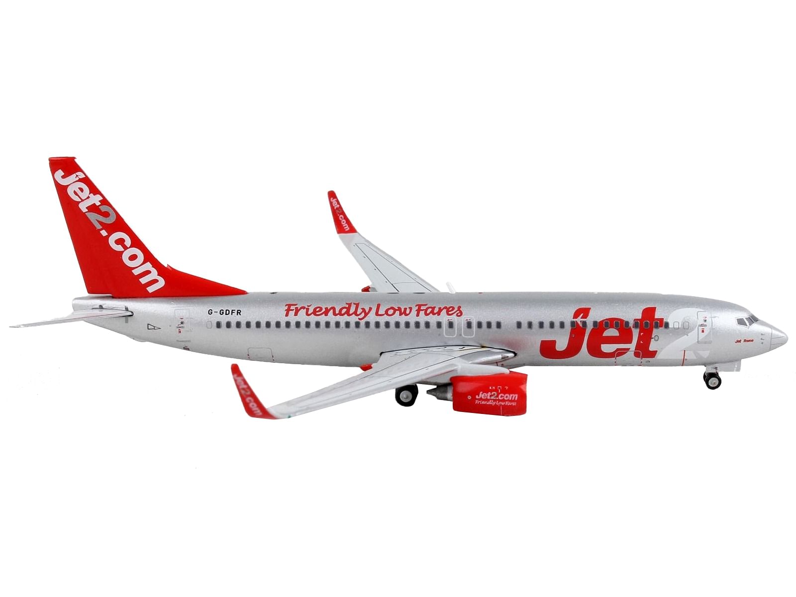 Boeing 737-800 Commercial Aircraft “Jet2.Com” Silver with Red Tail 1/400 Diecast Model Airplane by GeminiJets