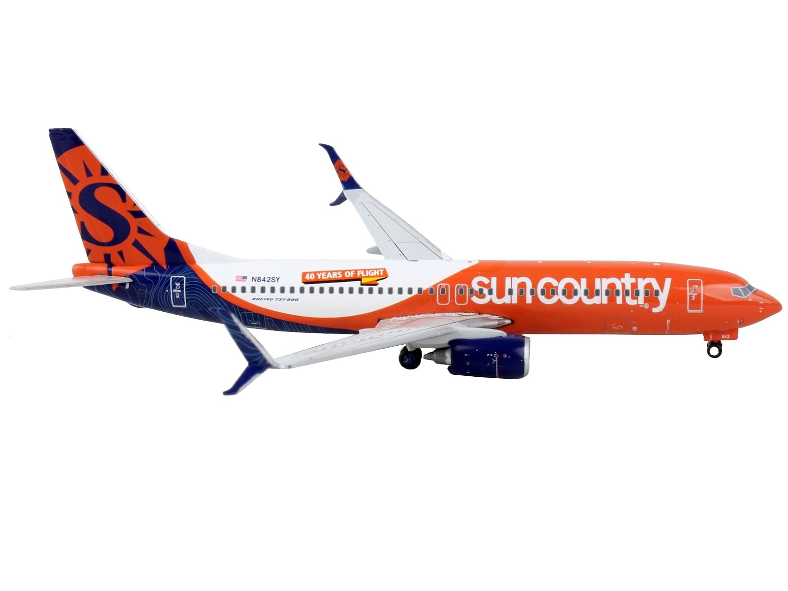 Boeing 737-800 Commercial Aircraft “Sun Country Airlines” Orange and Blue with White 1/400 Diecast Model Airplane by GeminiJets