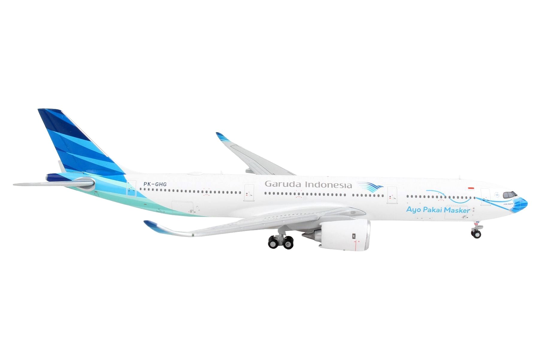 Airbus A330-900 Commercial Aircraft “Garuda Indonesia – Ayo Pakai Masker” White with Blue Tail 1/400 Diecast Model Airplane by GeminiJets