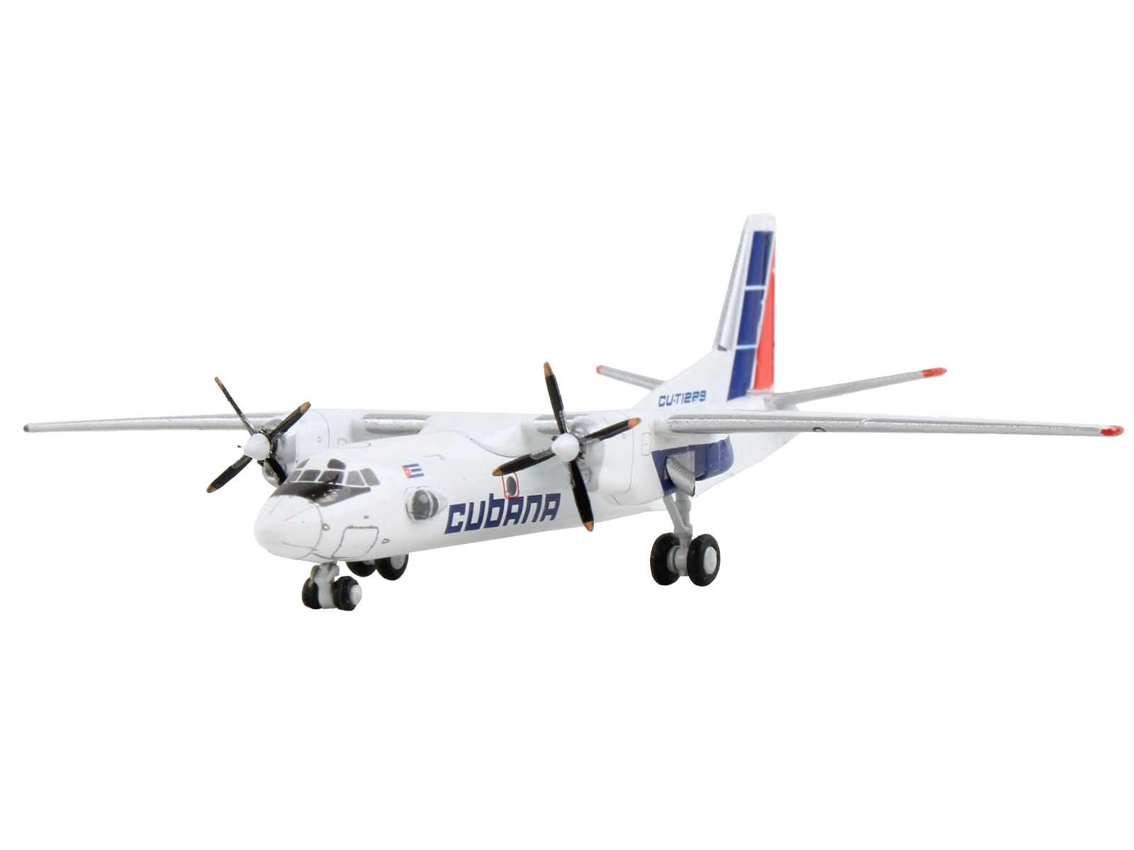 Antonov An-26 Commercial Aircraft “Cubana de Aviacion” White with Red and Blue Tail 1/400 Diecast Model Airplane by GeminiJets