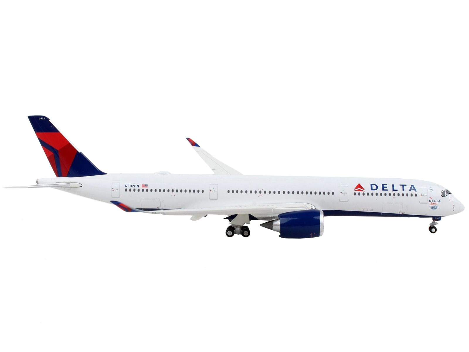 Airbus A350-900 Commercial Aircraft with Flaps Down “Delta Air Lines” White with Blue and Red Tail 1/400 Diecast Model Airplane by GeminiJets