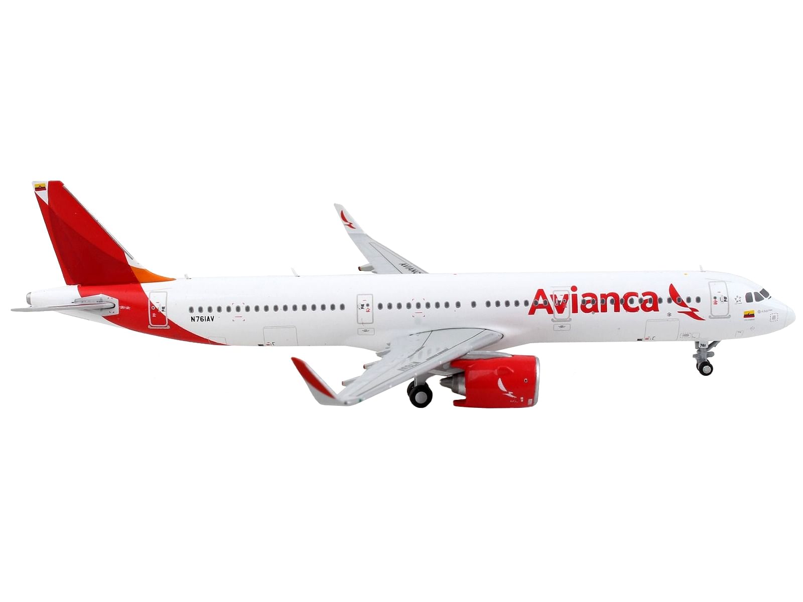 Airbus A321neo Commercial Aircraft “Avianca” White with Red Tail 1/400 Diecast Model Airplane by GeminiJets