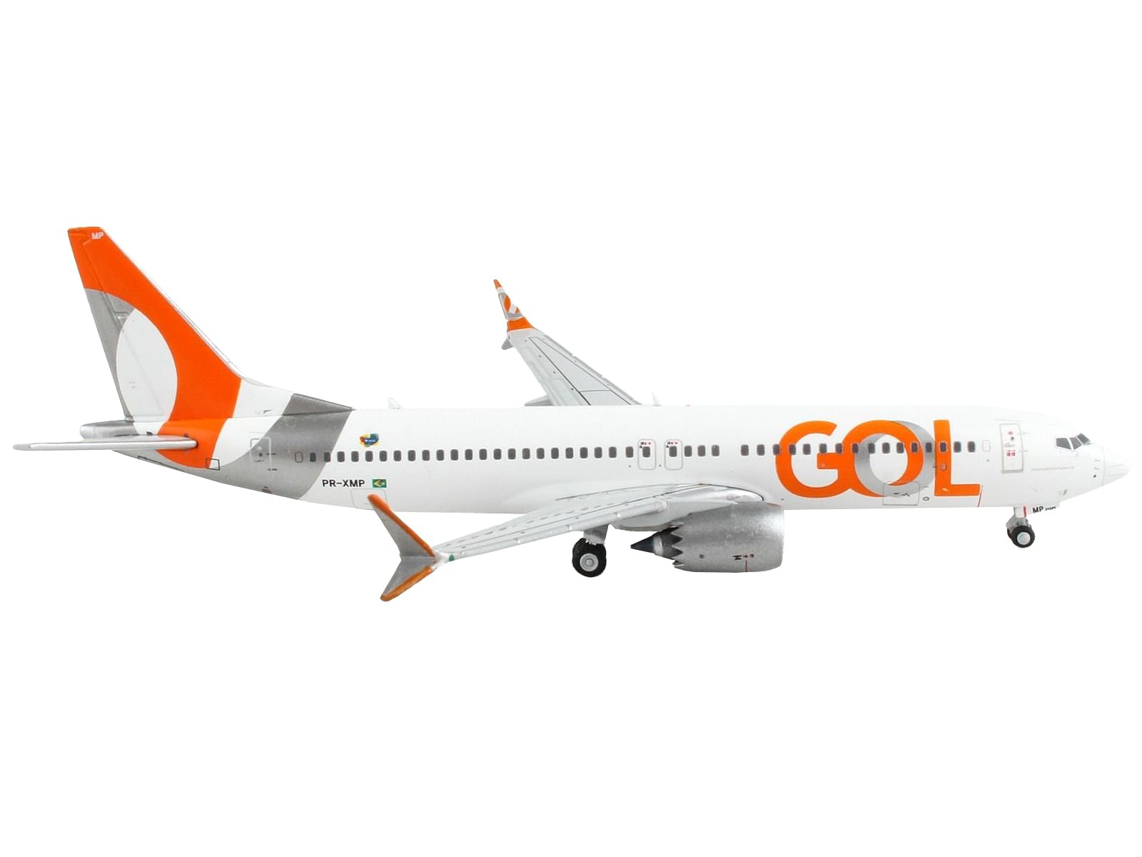 Boeing 737 MAX 8 Commercial Aircraft “Gol Linhas Aereas Inteligentes” White with Orange and Silver Tail 1/400 Diecast Model Airplane by GeminiJets