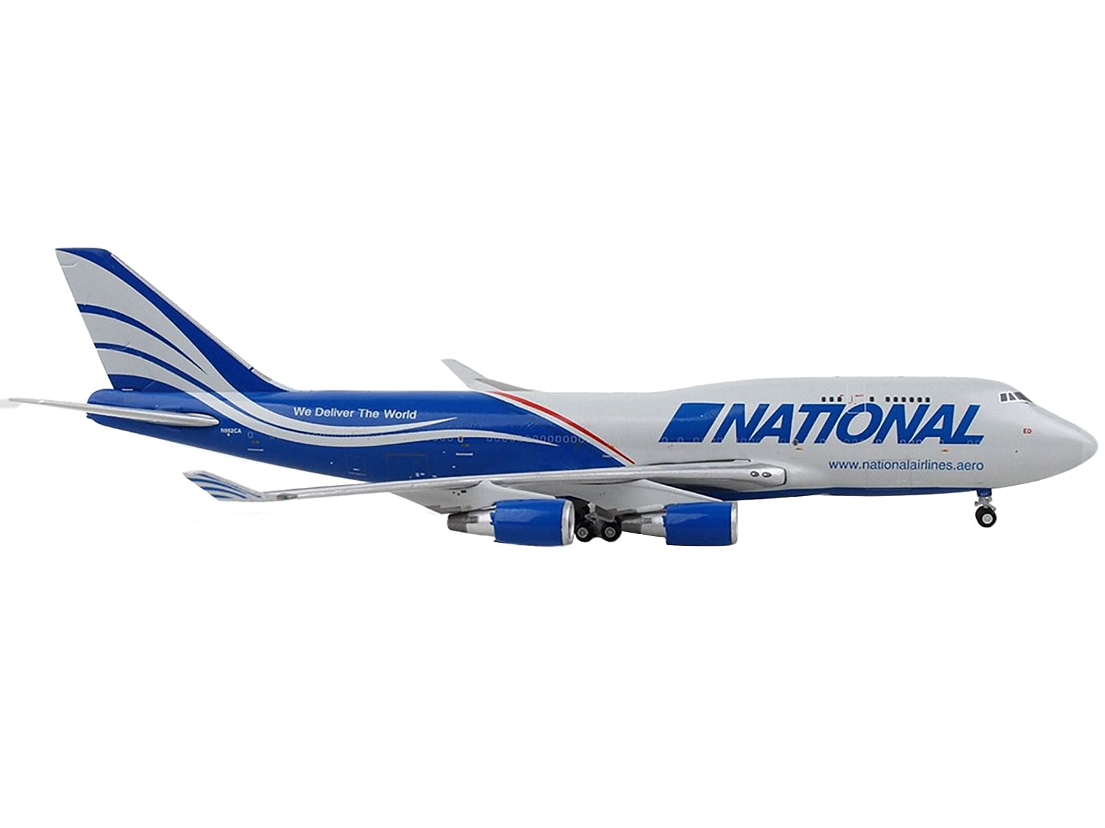 Boeing 747-400F Commercial Aircraft “National Airlines” Gray and Blue 1/400 Diecast Model Airplane by GeminiJets