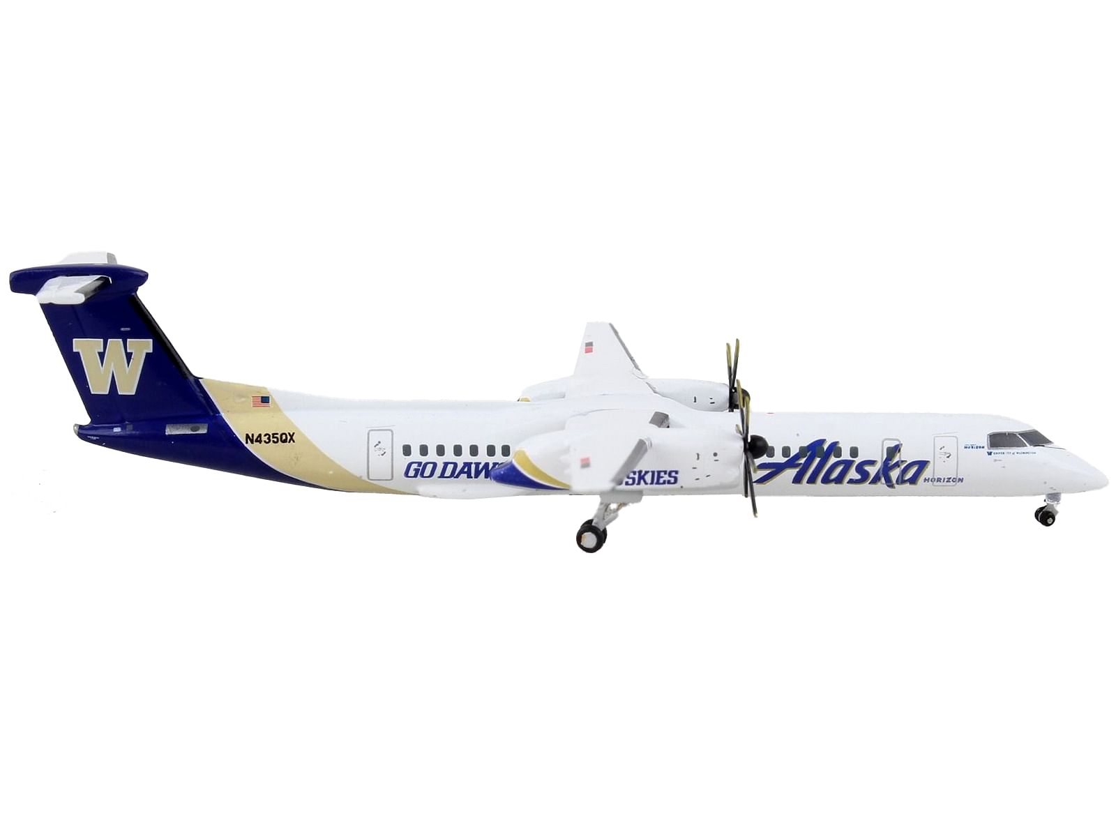 Bombardier Q400 Commercial Aircraft “Alaska Airlines – University of Washington Huskies” White with Purple and Gold Tail 1/400 Diecast Model Airplane by GeminiJets