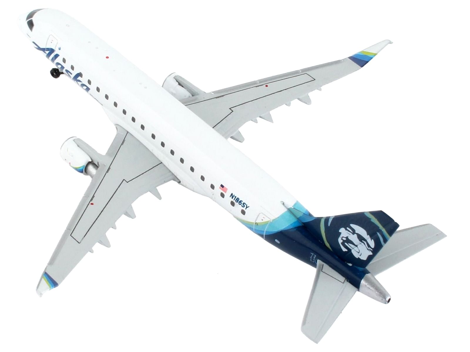 Embraer ERJ-175 Commercial Aircraft “Alaska Airlines” White with Blue Tail 1/400 Diecast Model Airplane by GeminiJets