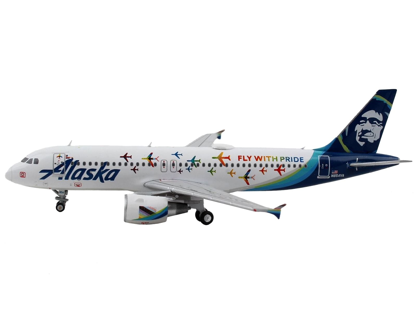 Airbus A320 Commercial Aircraft “Alaska Airlines – Fly with Pride” White with Blue Tail 1/400 Diecast Model Airplane by GeminiJets