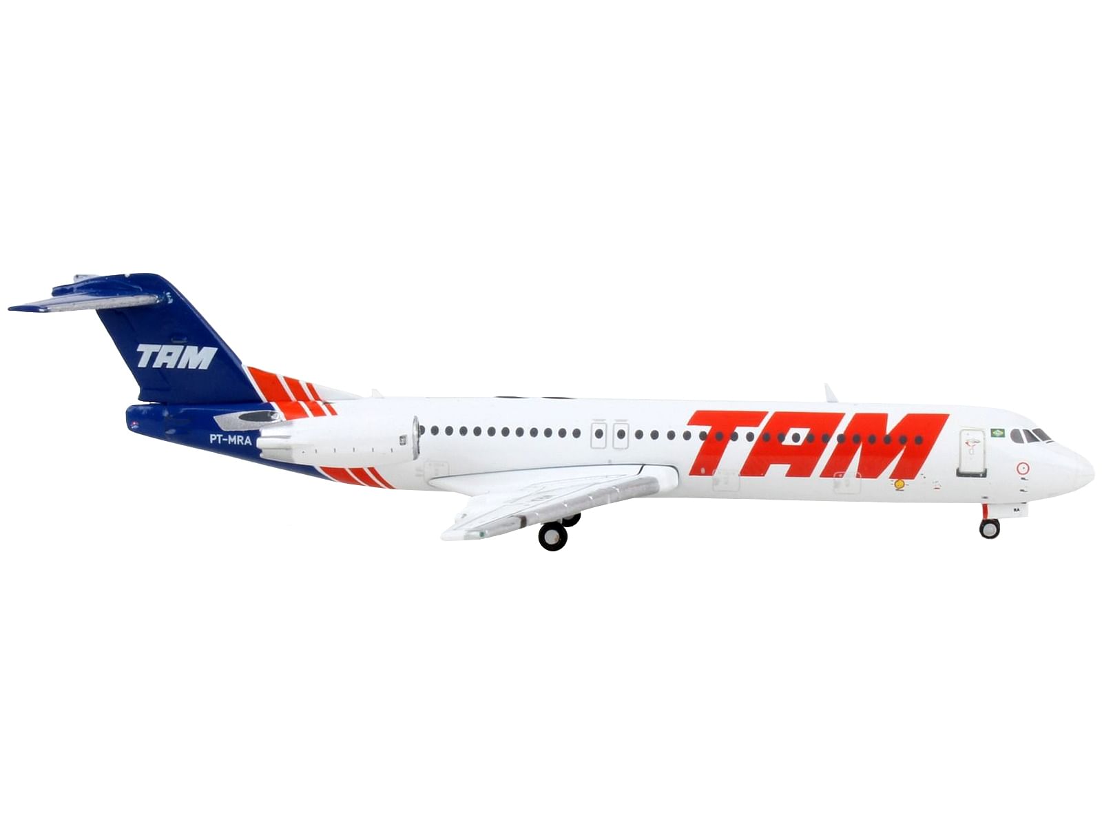 Fokker F100 Commercial Aircraft “TAM Linhas Aereas” White with Blue Tail 1/400 Diecast Model Airplane by GeminiJets