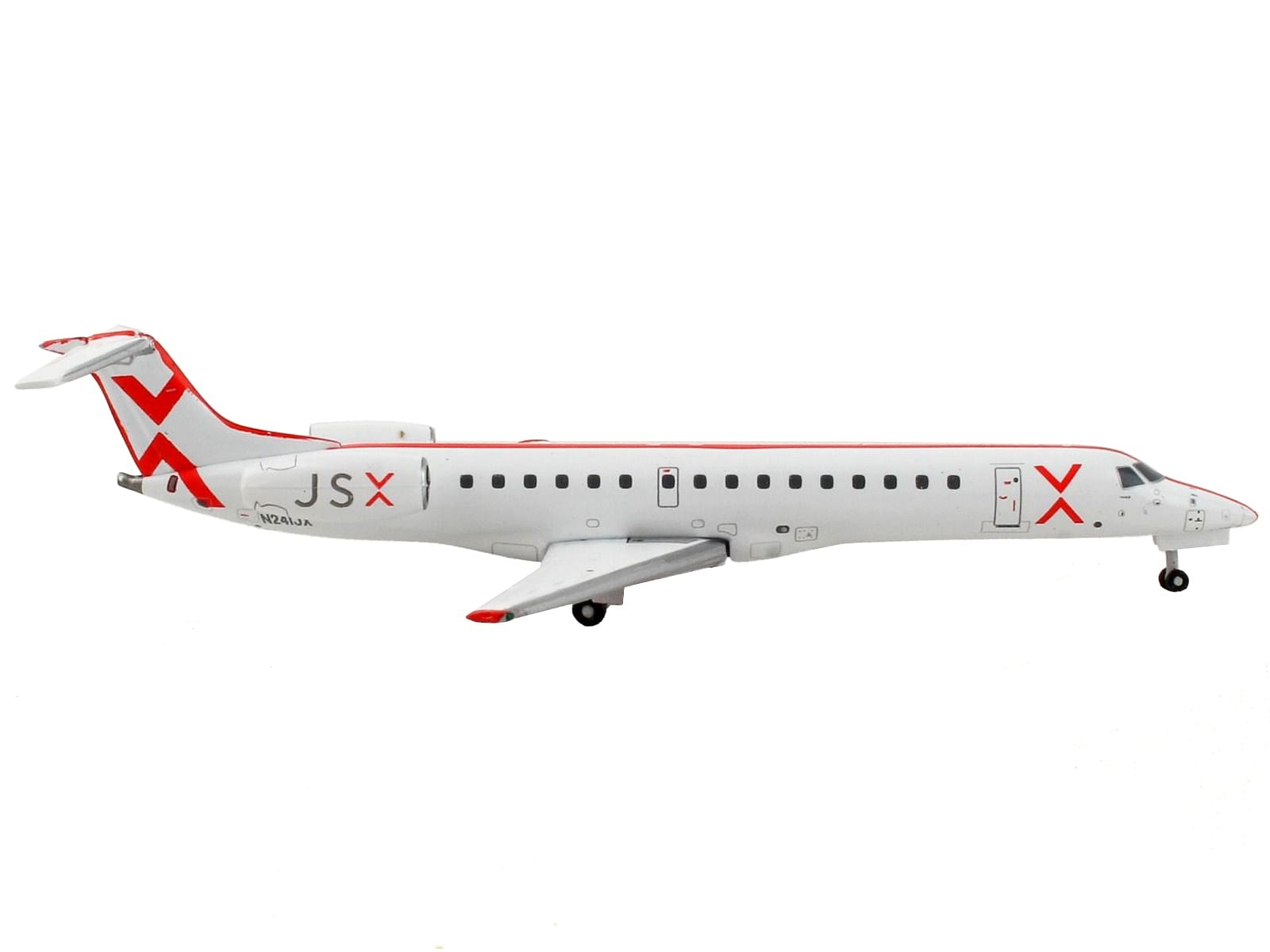 Embraer ERJ-145 Commercial Aircraft “JetSuiteX” White with Red Stripes 1/400 Diecast Model Airplane by GeminiJets