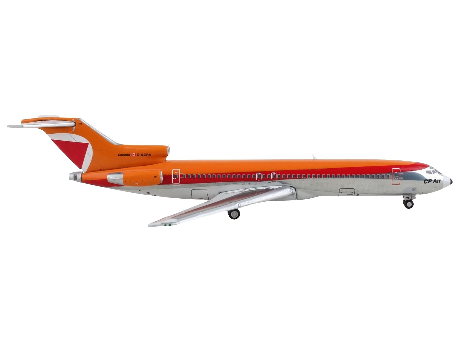 Boeing 727-200 Commercial Aircraft “CP Air” Orange and Silver with Red Stripes 1/400 Diecast Model Airplane by GeminiJets