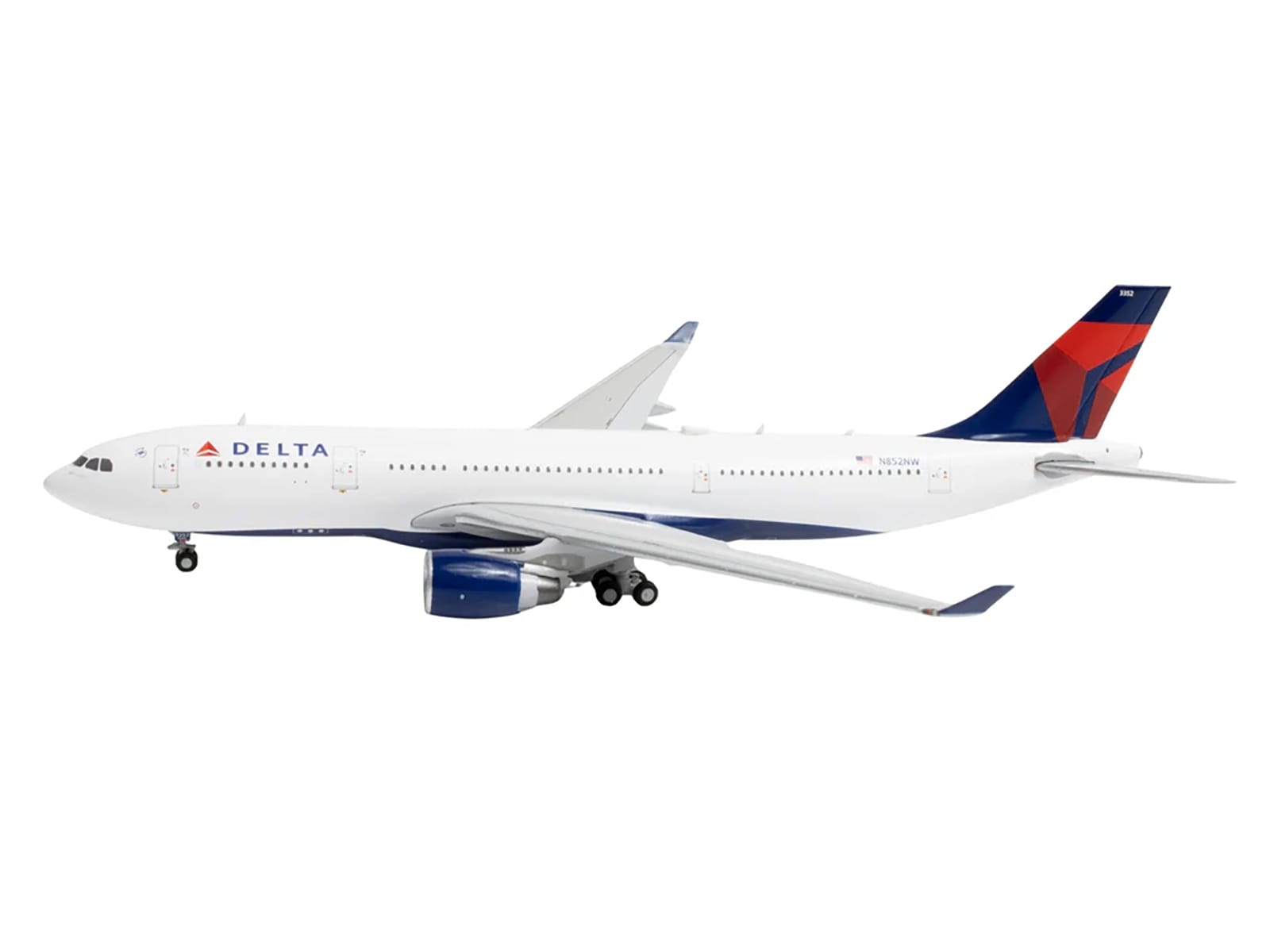 Airbus A330-200 Commercial Aircraft "Delta Air Lines" (N852NW) White with Red and Blue Tail 1/400 Diecast Model Airplane by GeminiJets - Image 2