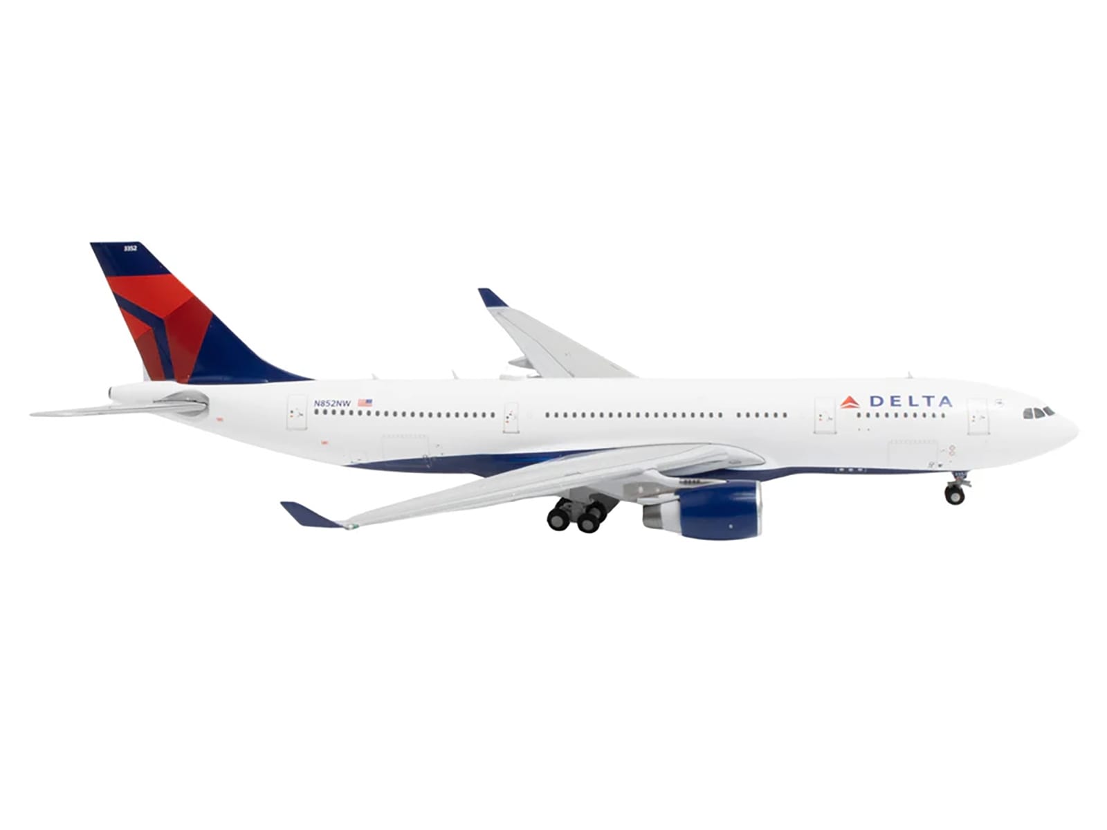 Airbus A330-200 Commercial Aircraft "Delta Air Lines" (N852NW) White with Red and Blue Tail 1/400 Diecast Model Airplane by GeminiJets - Image 3