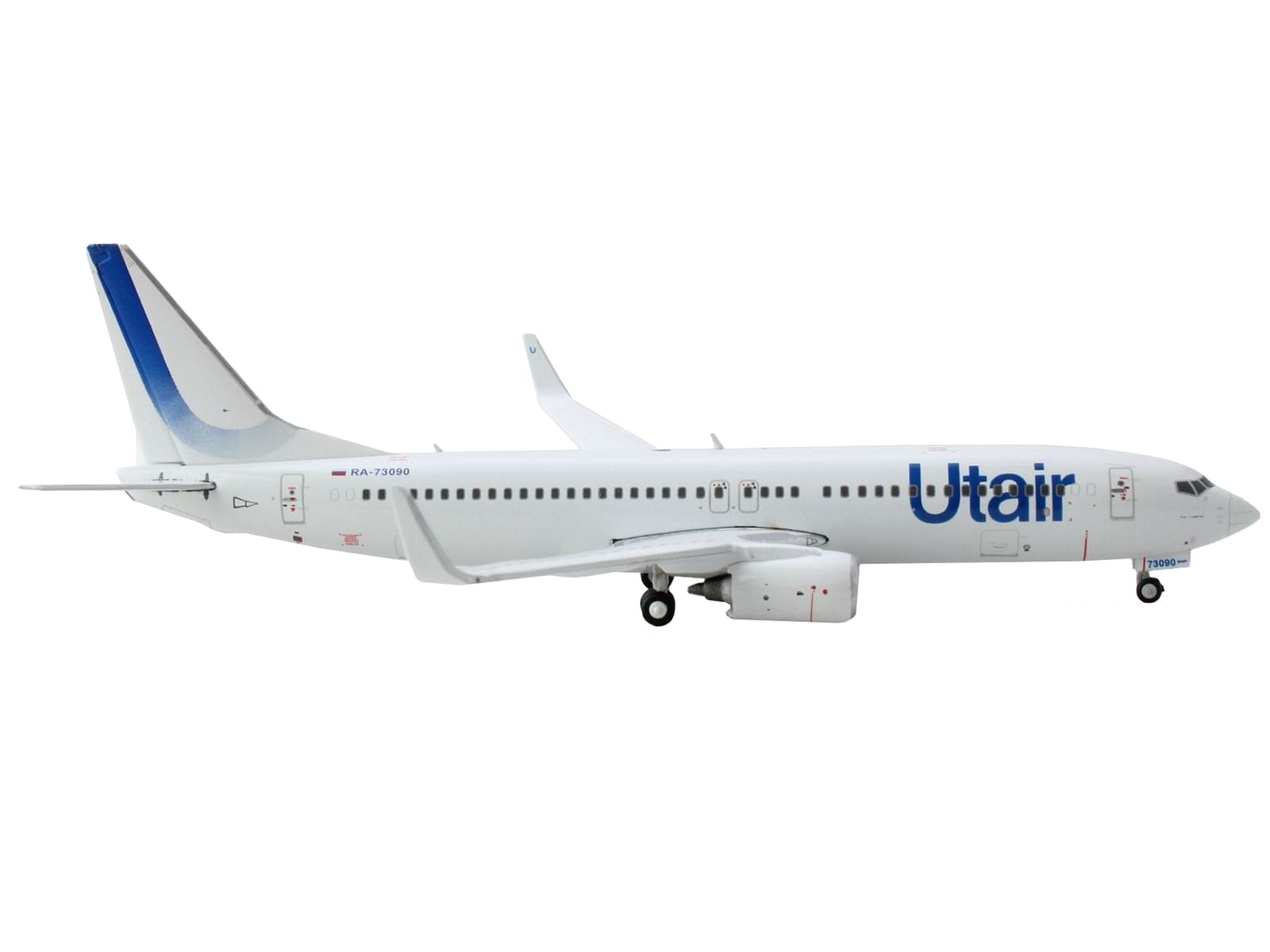 Boeing 737-800 Commercial Aircraft “Utair” White with Blue Tail Stripes 1/400 Diecast Model Airplane by GeminiJets