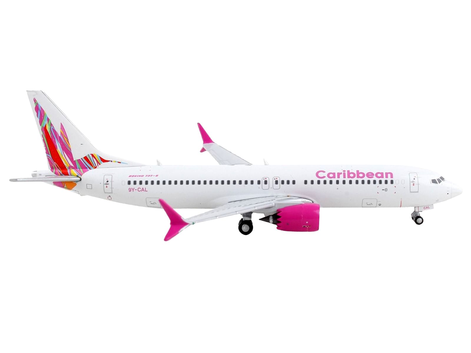 Boeing 737 MAX 8 Commercial Aircraft “Caribbean Airlines” White with Tail Graphics 1/400 Diecast Model Airplane by GeminiJets