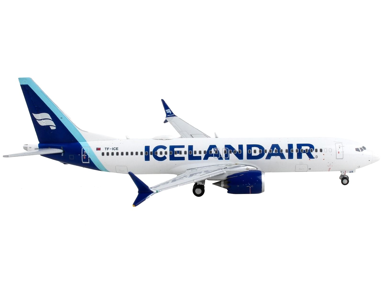 Boeing 737 MAX 8 Commercial Aircraft “Icelandair” White with Blue Tail 1/400 Diecast Model Airplane by GeminiJets