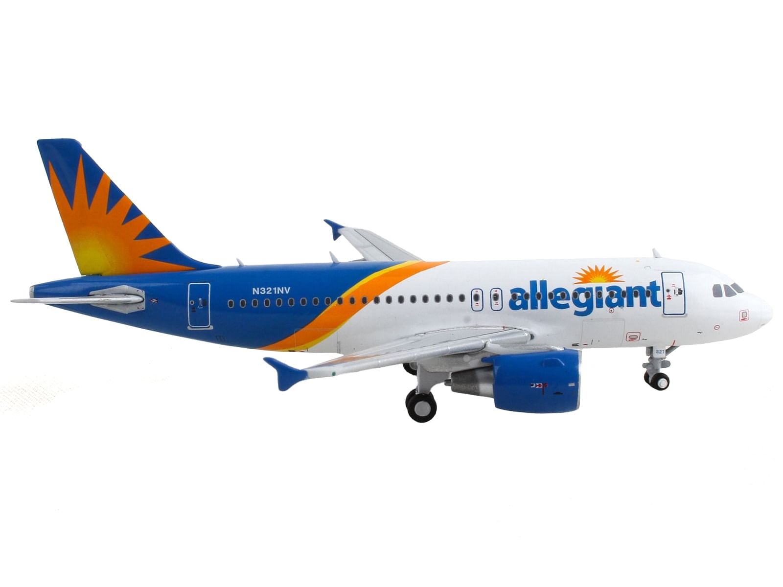 Airbus A319 Commercial Aircraft “Allegiant Air” White and Blue with Graphics 1/400 Diecast Model Airplane by GeminiJets