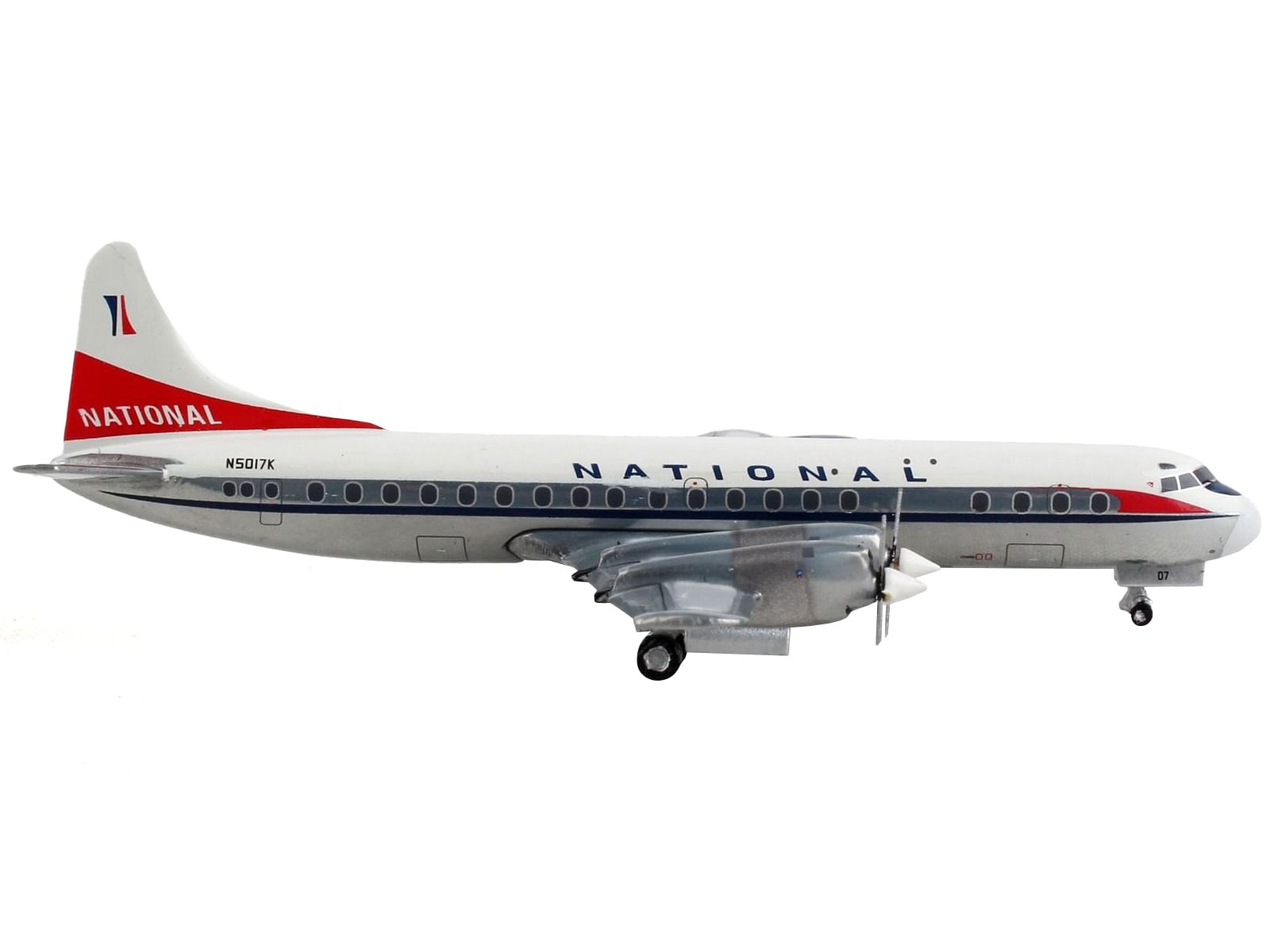 Lockheed L-188 Electra Commercial Aircraft “National Airlines” White with Red Tail 1/400 Diecast Model Airplane by GeminiJets