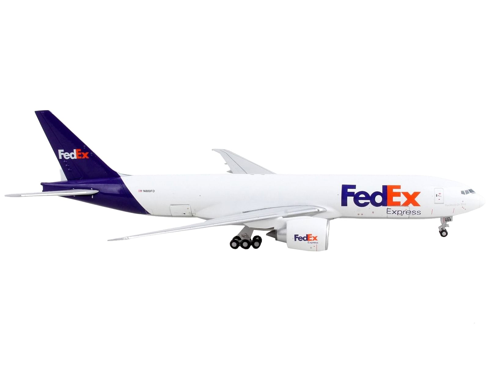 Boeing 777F Commercial Aircraft “Federal Express (Fedex)” White with Purple Tail “Interactive Series” 1/400 Diecast Model Airplane by GeminiJets