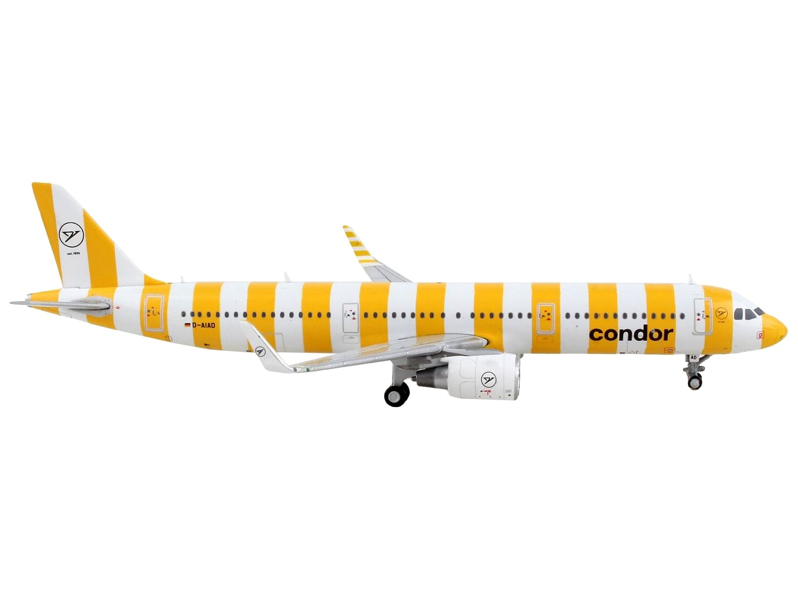 Airbus A321 Commercial Aircraft “Condor Airlines” White and Yellow Stripes 1/400 Diecast Model Airplane by GeminiJets