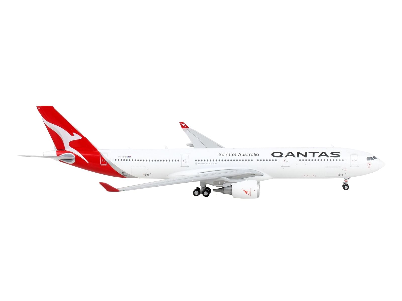 Airbus A330-300 Commercial Aircraft “Qantas Airways – Spirit of Australia” White with Red Tail 1/400 Diecast Model Airplane by GeminiJets