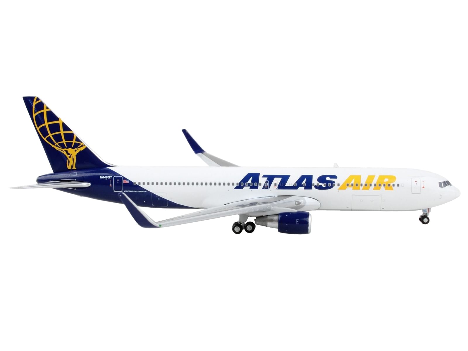 Boeing 767-300ER Commercial Aircraft “Atlas Air” White and Blue 1/400 Diecast Model Airplane by GeminiJets