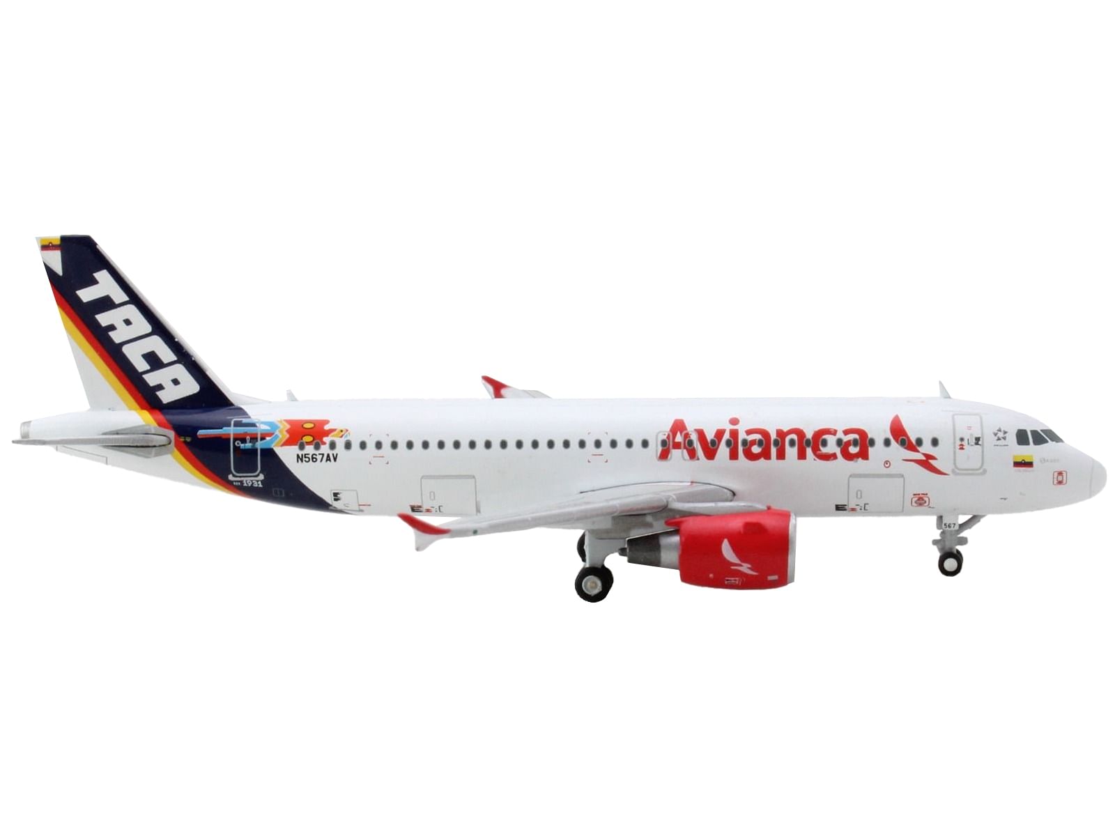 Airbus A320 Commercial Aircraft “Avianca Airlines” White with Tail Stripes 1/400 Diecast Model Airplane by GeminiJets