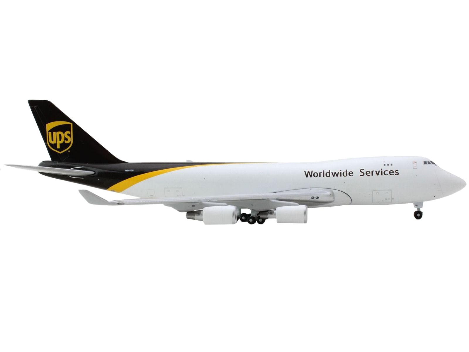 Boeing 747-400F Commercial Aircraft “UPS Worldwide Services” White with Brown Tail 1/400 Diecast Model Airplane by GeminiJets