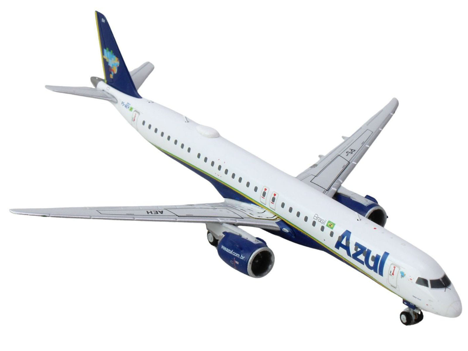 Embraer E195-E2 Commercial Aircraft "Azul Brazilian Airlines" (PS-AEH) White with Blue Tail 1/400 Diecast Model Airplane by GeminiJets - Image 2