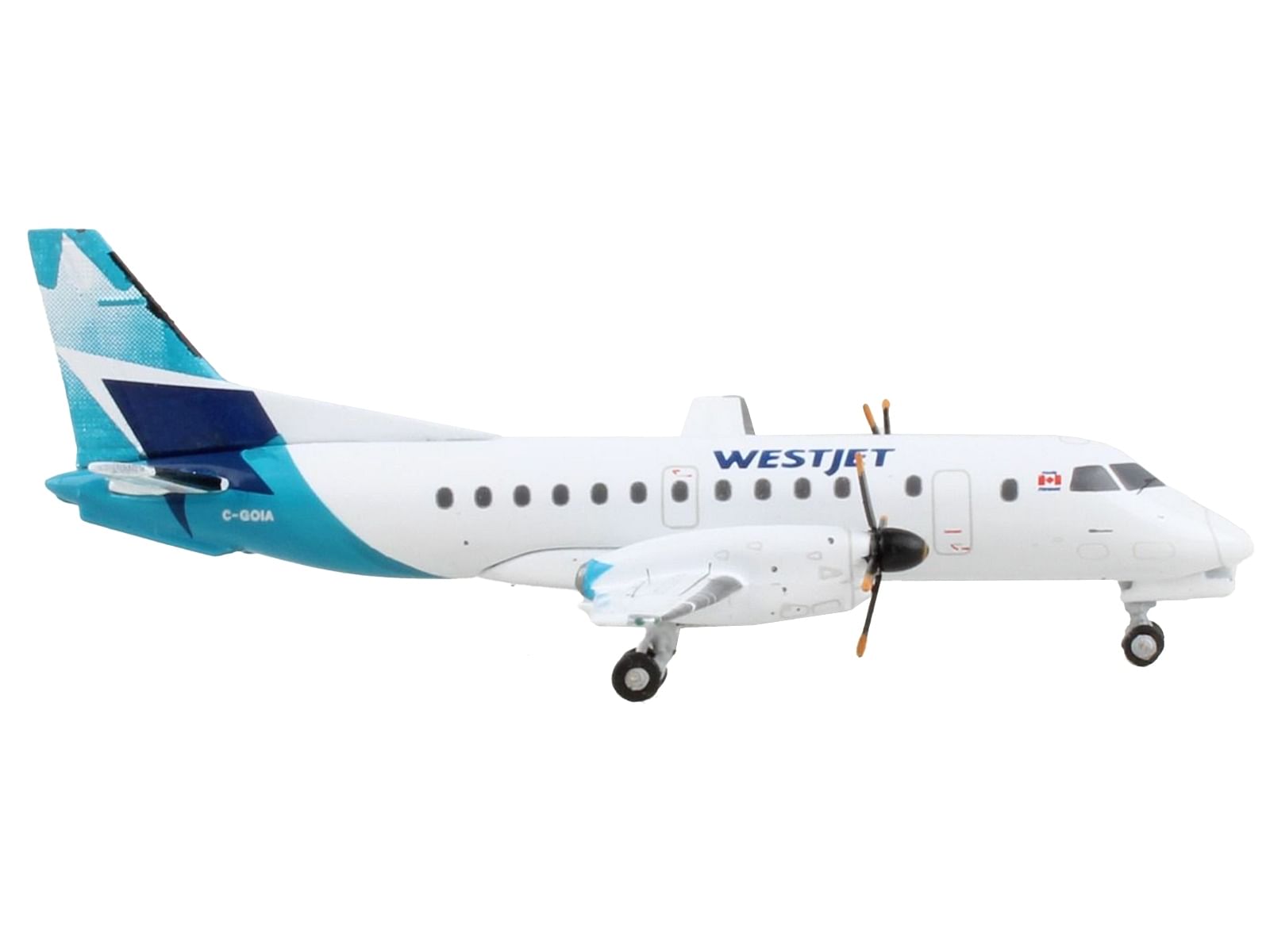 Saab 340B Commercial Aircraft “WestJet Airlines” White with Blue Tail 1/400 Diecast Model...