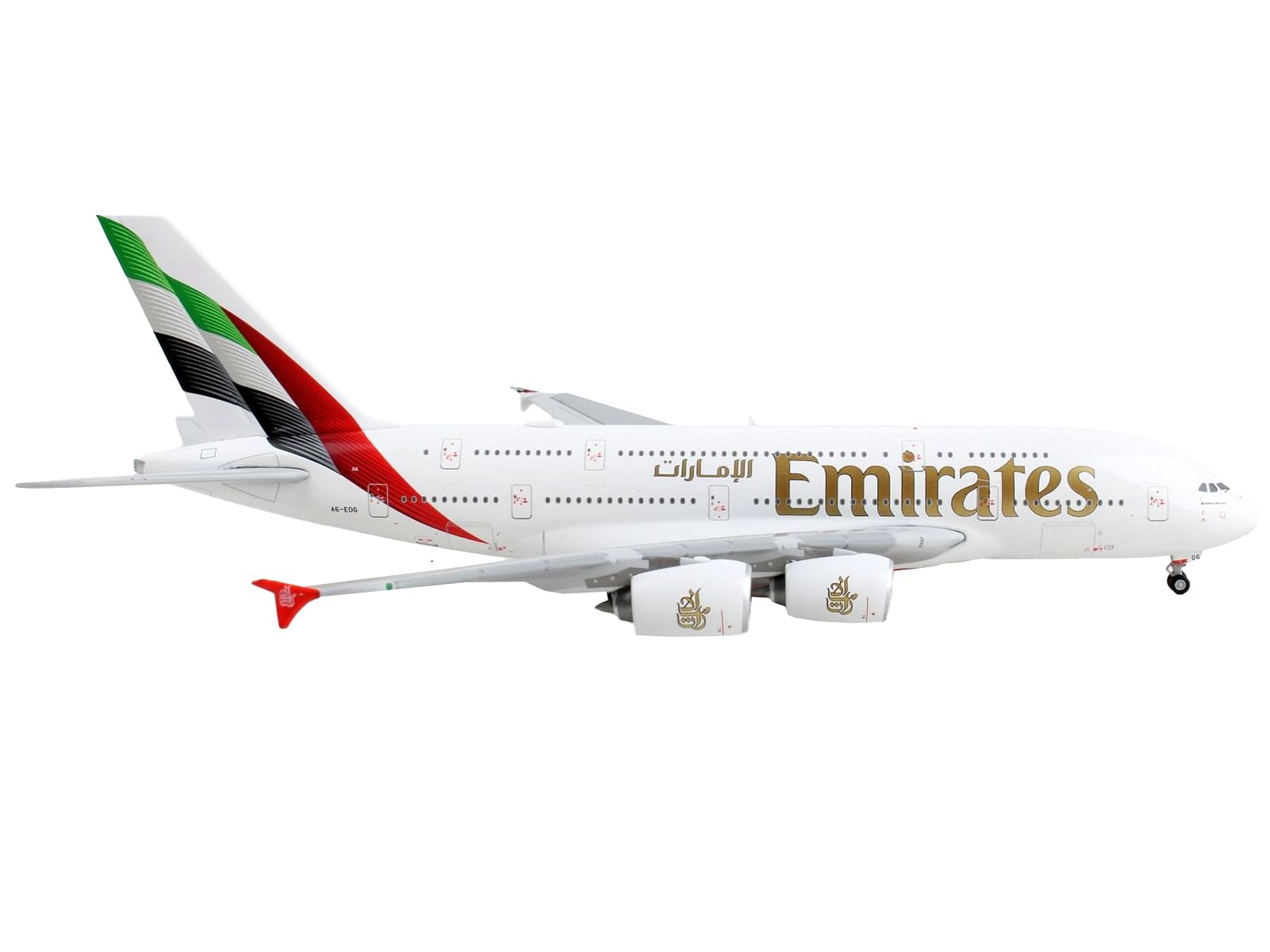 Airbus A380-800 Commercial Aircraft “Emirates Airlines” White with Tail Stripes 1/400 Diecast Model Airplane by GeminiJets