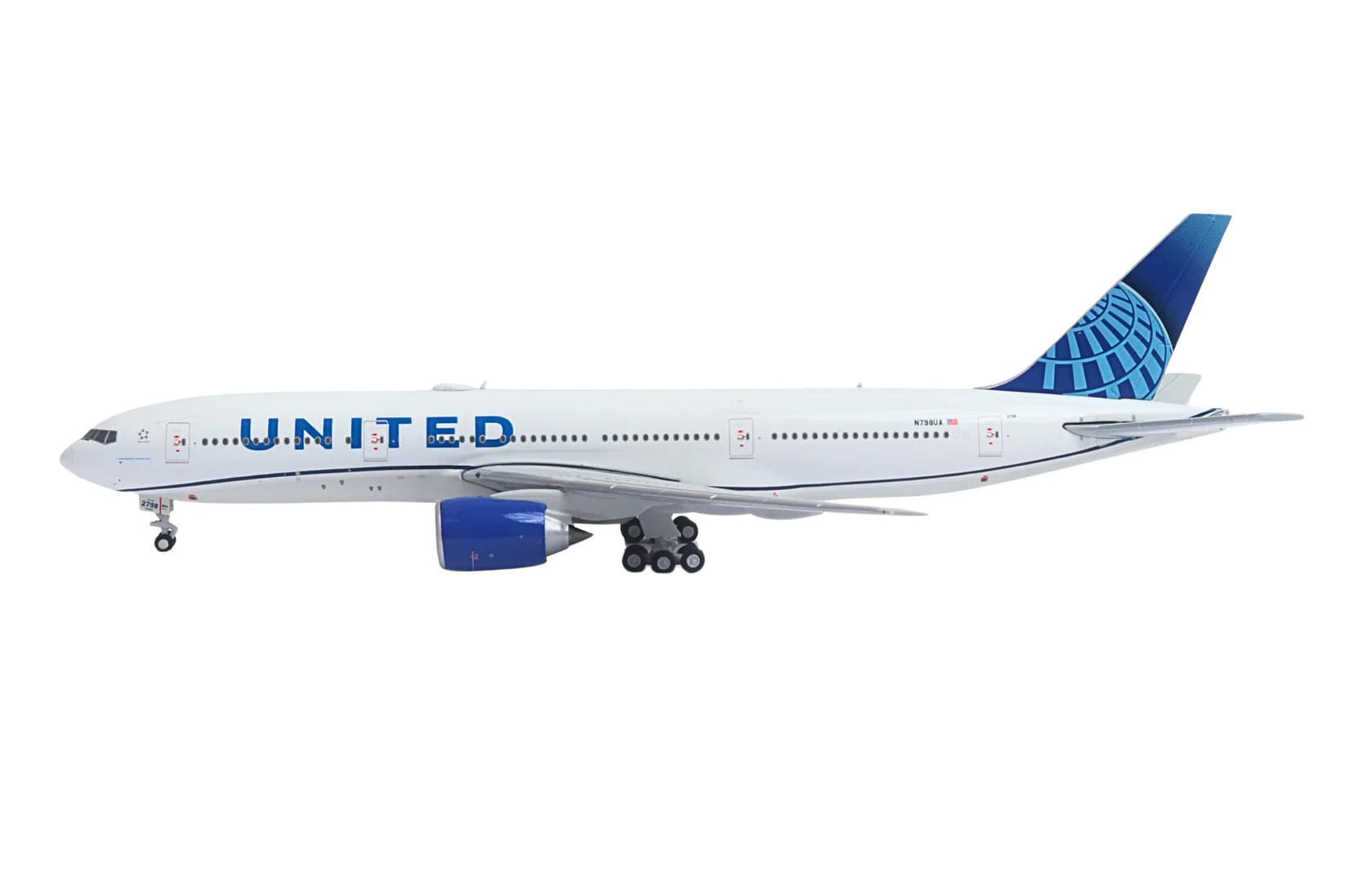 Boeing 777-200ER Commercial Aircraft "United Airlines" (N798UA) White with Blue Tail 1/400 Diecast Model Airplane by GeminiJets - Image 2