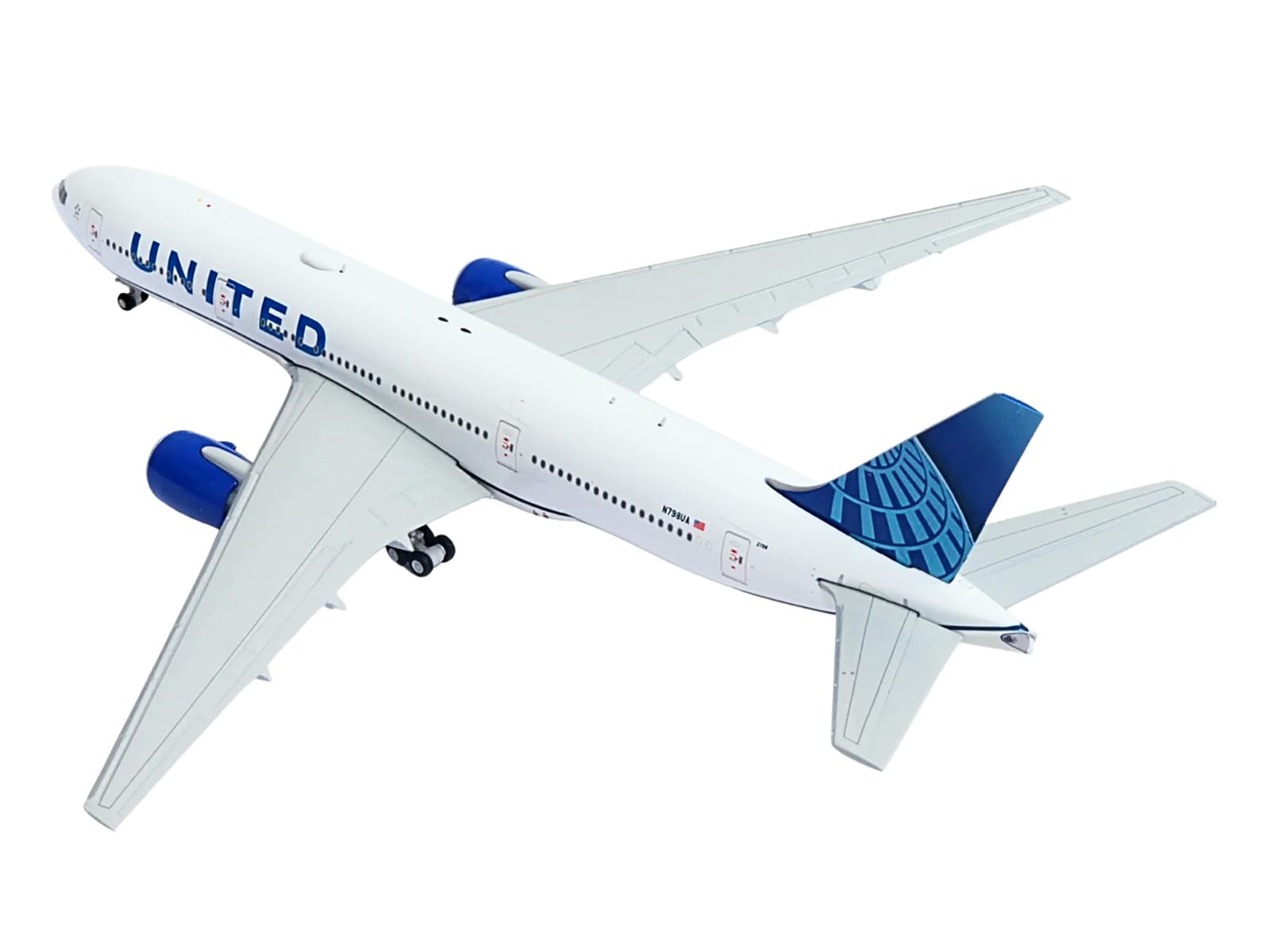 Boeing 777-200ER Commercial Aircraft "United Airlines" (N798UA) White with Blue Tail 1/400 Diecast Model Airplane by GeminiJets - Image 4