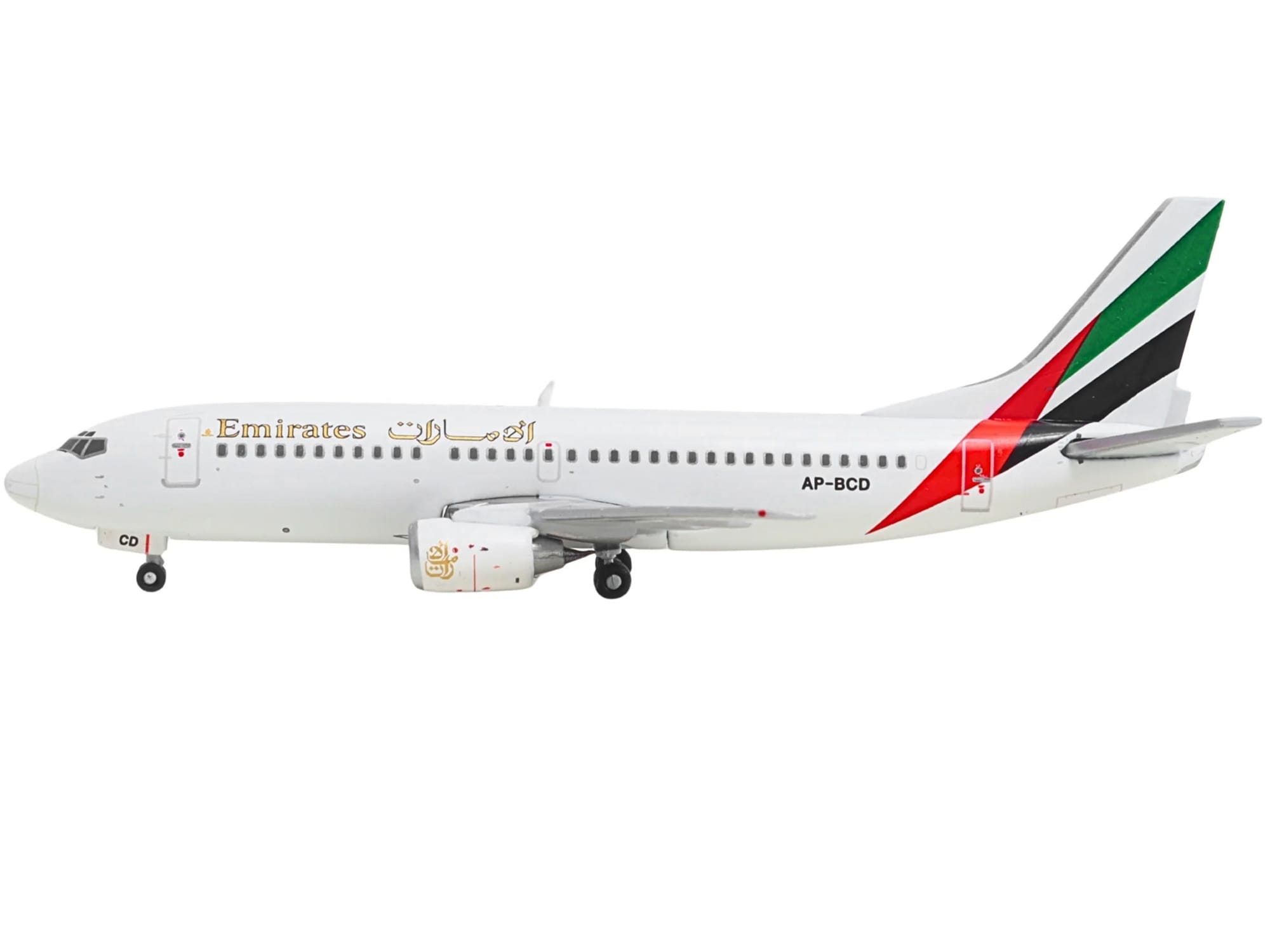 Boeing 737-300 Commercial Aircraft "Emirates Airlines" (AP-BCD) White with Striped Tail 1/400 Diecast Model by GeminiJets - Image 2