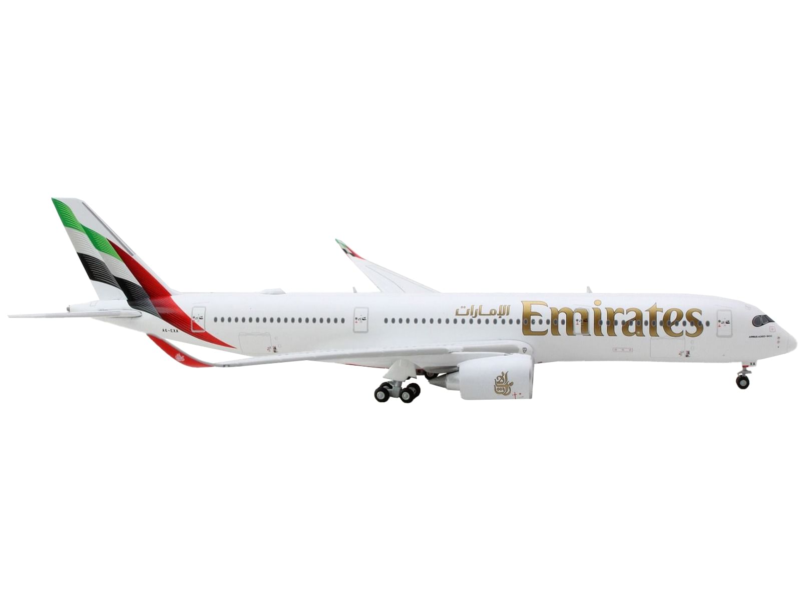 Airbus A350-900 Commercial Aircraft “Emirates Airlines” White with Striped Tail 1/400 Diecast Model Airplane by GeminiJets