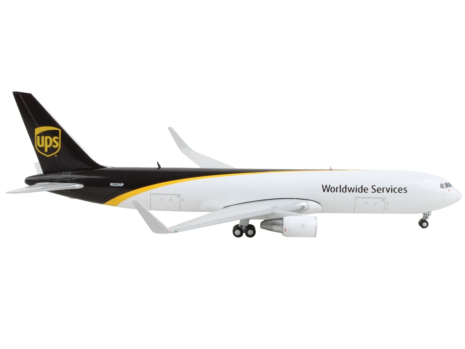 Boeing 767-300F Commercial Aircraft “UPS Worldwide Services” White with Dark Brown Tail 1/400 Diecast Model Airplane by GeminiJets