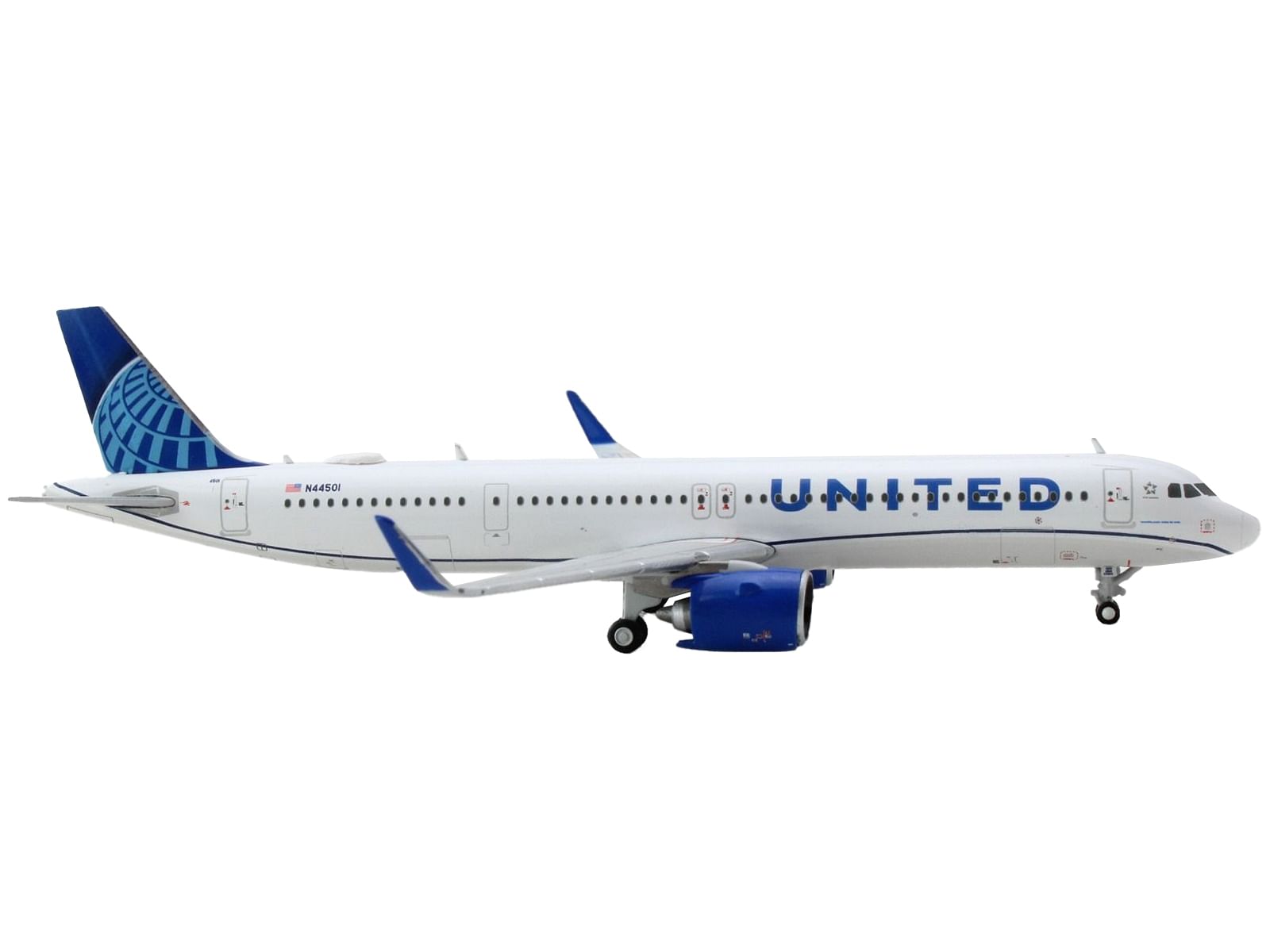 Airbus A321neo Commercial Aircraft “United Airlines” White with Blue Tail 1/400 Diecast Model Airplane by GeminiJets