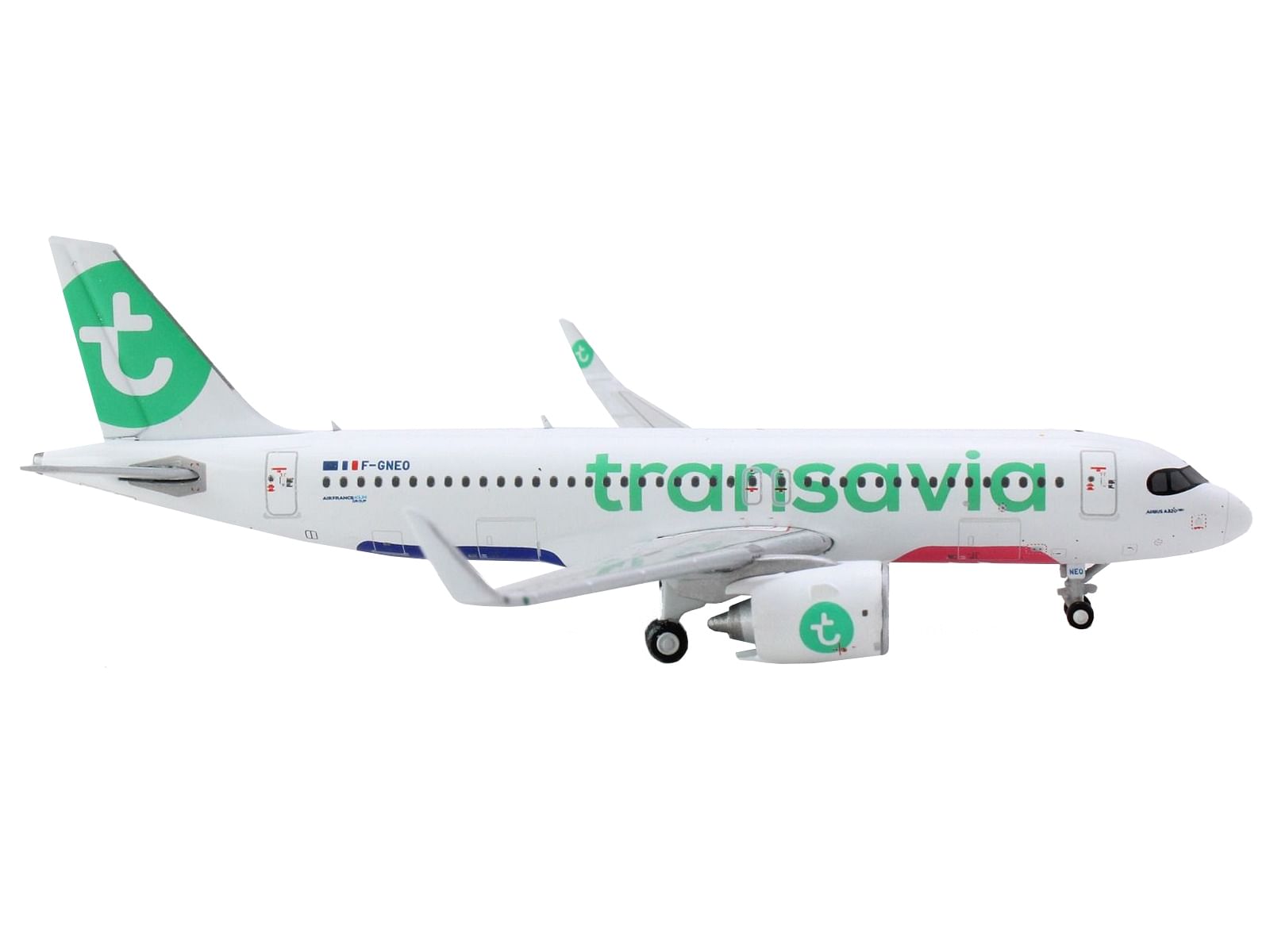 Airbus A320neo Commercial Aircraft “Transavia Airlines” (F-GNEO) White with Green Tail 1/400 Diecast Model Airplane by GeminiJets