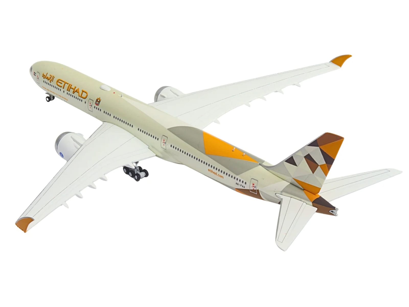 Boeing 777-9 Commercial Aircraft "Etihad Airways" (A6-FAA) Beige with Tail Graphics 1/400 Diecast Model Airplane by GeminiJets - Image 3