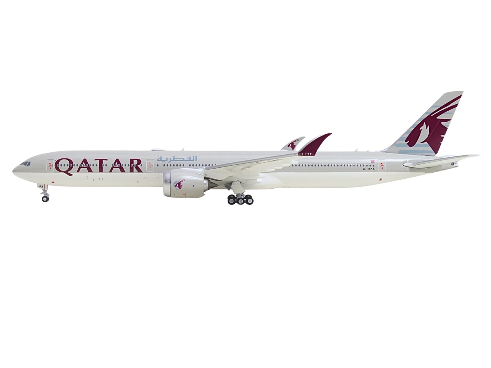 Boeing 777-9 Commercial Aircraft "Qatar Airways" (A7-BKA) Gray with Dark Red Tail Graphics 1/400 Diecast Model GeminiJets - Image 2