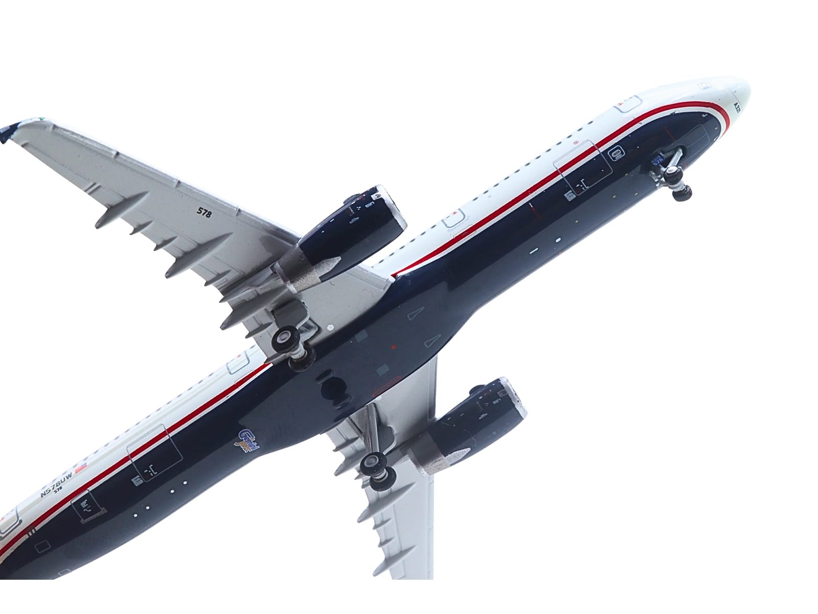 Airbus A321 Commercial Aircraft "American Airlines - US Airways Heritage Jet" (N578UW) White with Blue Tail 1/400 Diecast Model Airplane by GeminiJets - Image 2
