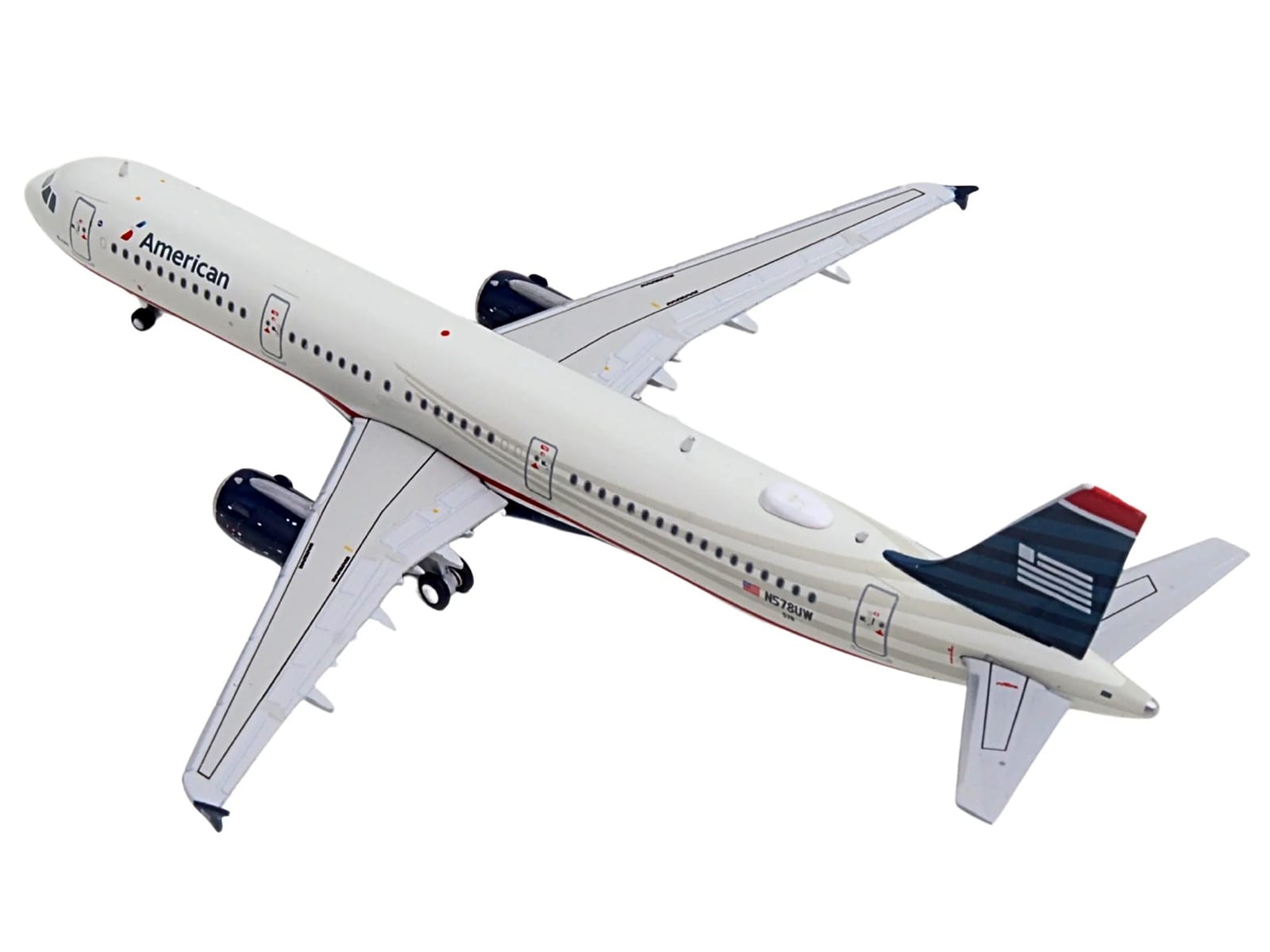 Airbus A321 Commercial Aircraft "American Airlines - US Airways Heritage Jet" (N578UW) White with Blue Tail 1/400 Diecast Model Airplane by GeminiJets - Image 4