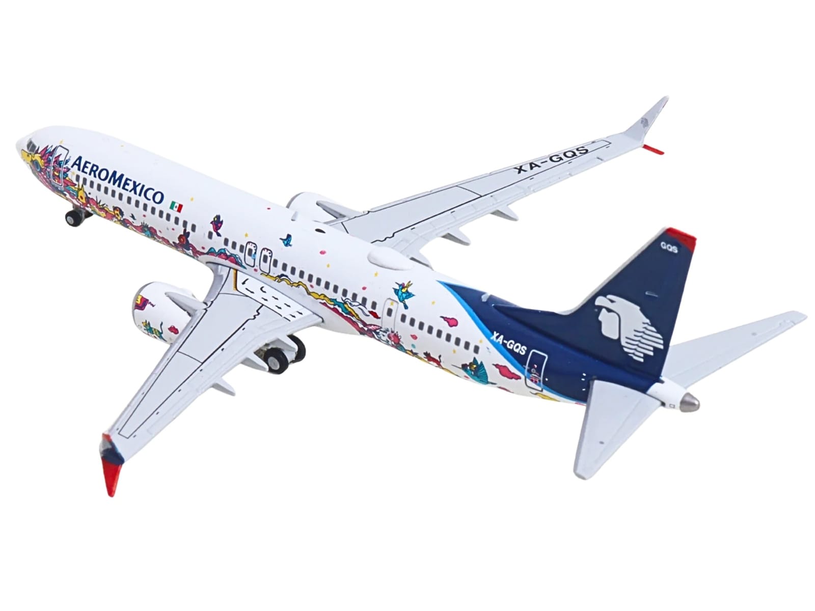 Boeing 737 MAX 9 Commercial Aircraft "Aeromexico - Kukulcan" (XA-GQS) White with Graphics and Blue Tail 1/400 Diecast Model by GeminiJets - Image 4