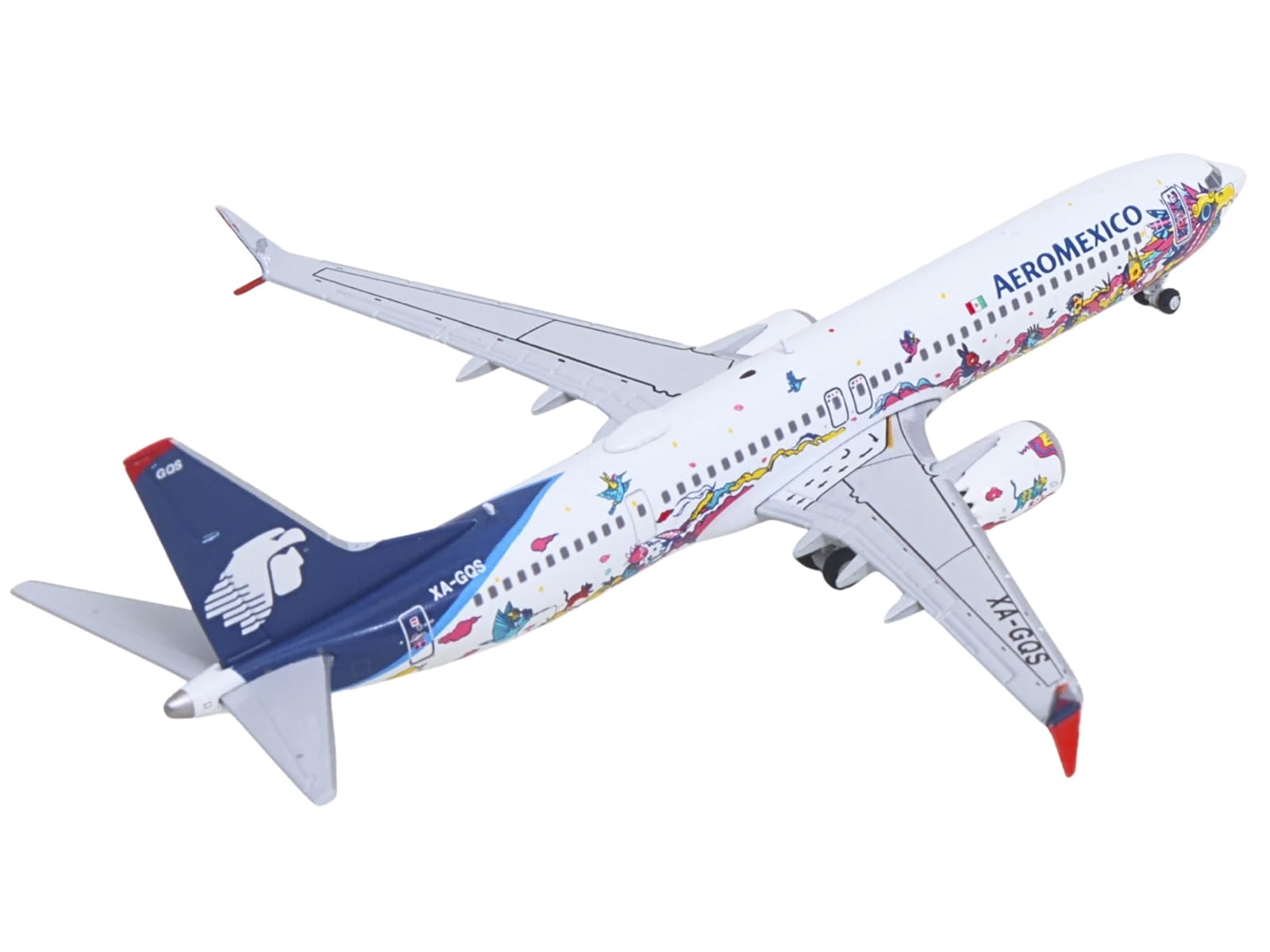 Boeing 737 MAX 9 Commercial Aircraft "Aeromexico - Kukulcan" (XA-GQS) White with Graphics and Blue Tail 1/400 Diecast Model by GeminiJets - Image 5
