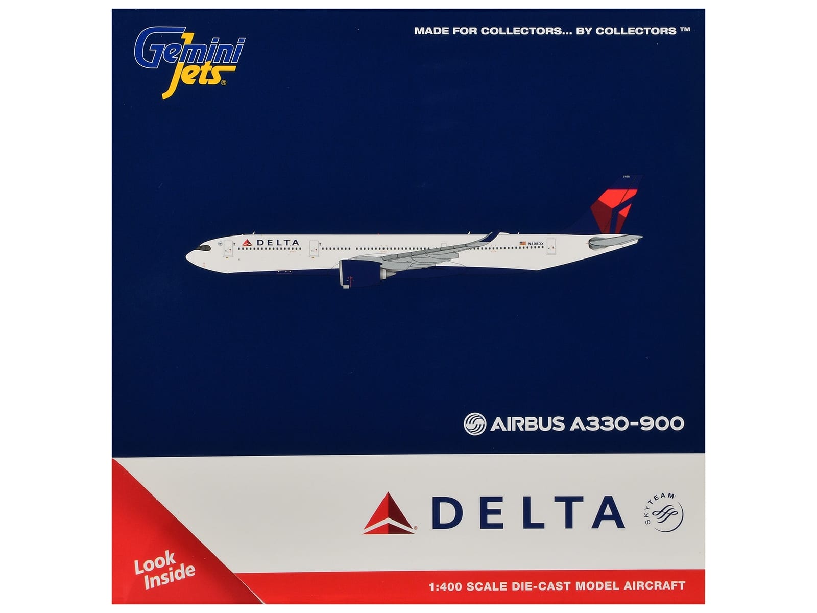 Airbus A330-900 Commercial Aircraft "Delta Air Lines" (N408DX) White with Red and Blue Tail 1/400 Diecast Model by GeminiJets - Image 3