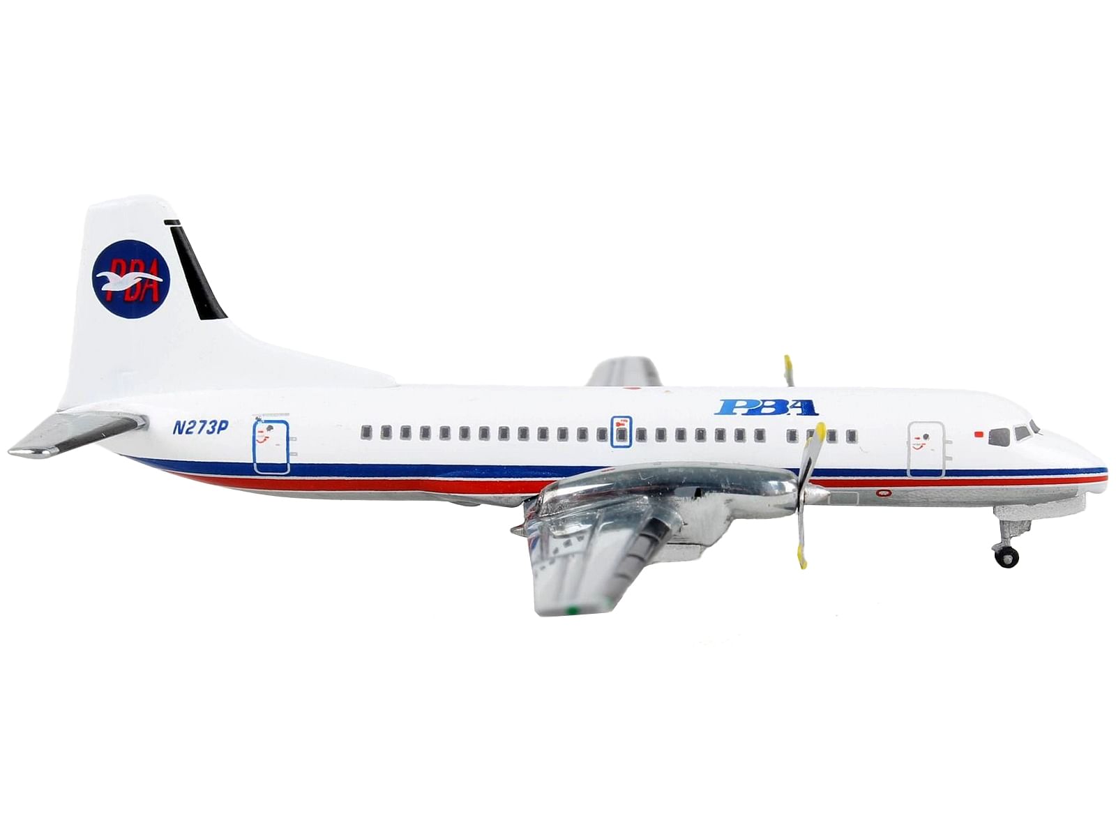 NAMC YS-11A Commercial Aircraft “Provincetown-Boston Airlines (PBA)” White with Red and Blue Stripes 1/400 Diecast Model Airplane by GeminiJets