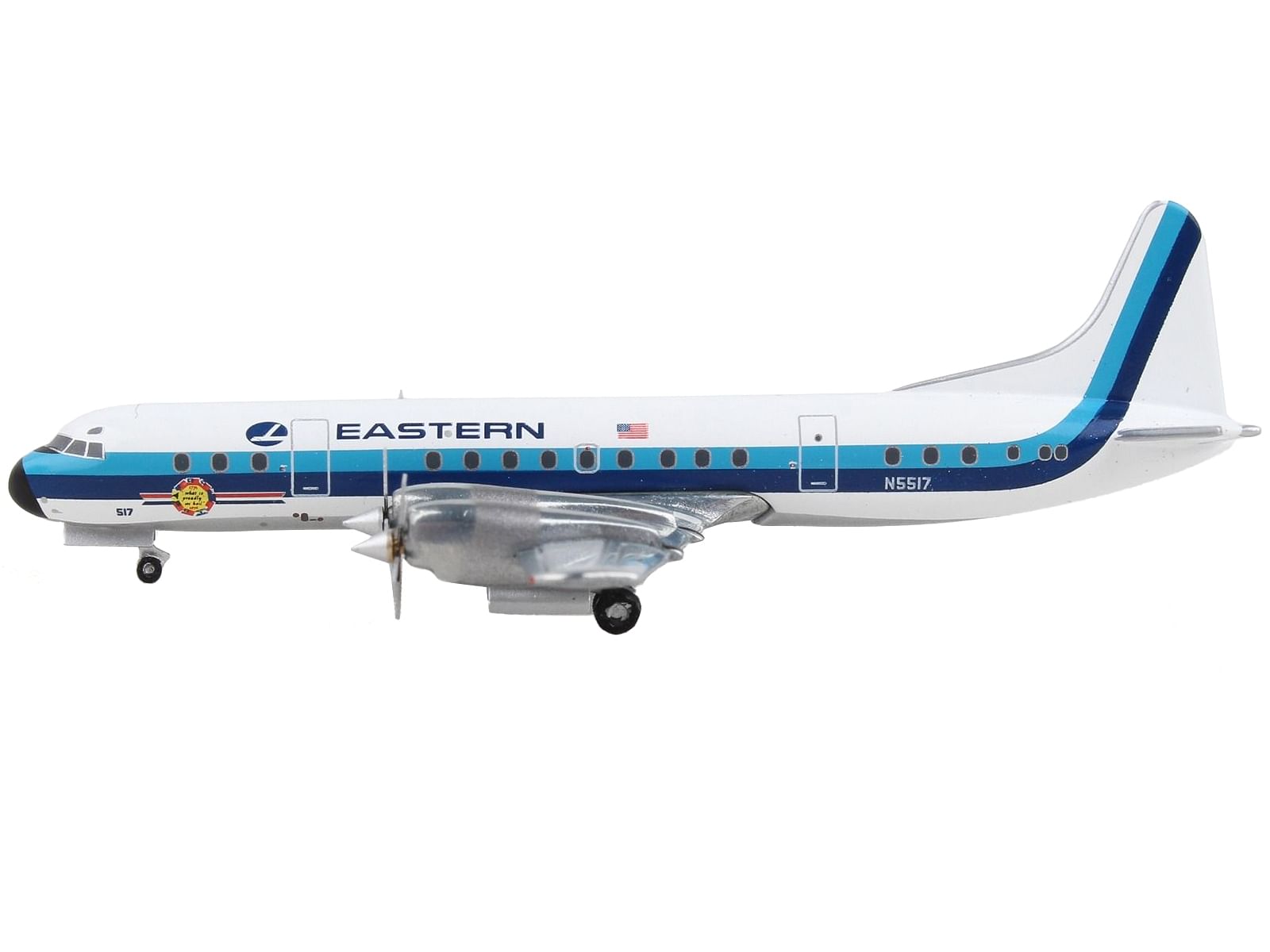 Lockheed L-188 Electra Commercial Aircraft “Eastern Air Lines” White with Blue Stripes 1/400 Diecast Model Airplane by GeminiJets