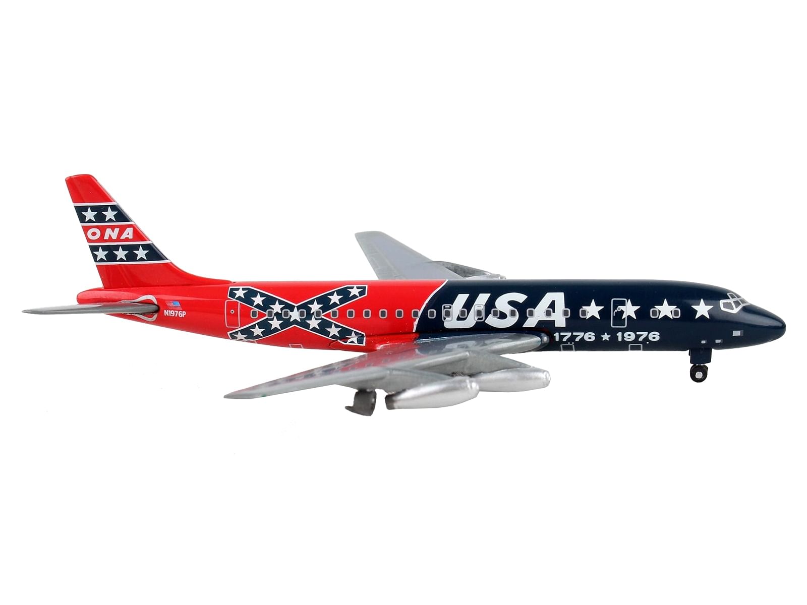 McDonnell Douglas DC-8-21 Commercial Aircraft “Overseas National Airways – USA” Blue and Red Confederate Flag Livery 1/400 Diecast Model Airplane by GeminiJets